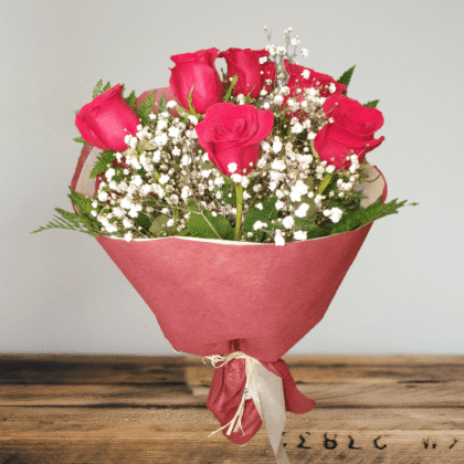 Ramo de 6 rosas rojas